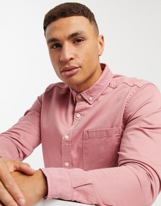 Розовая джинсовая рубашка узкого кроя из органического хлопка ASOS DESIGN-Розовый