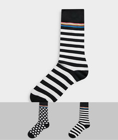 Набор из двух пар носков черного цвета в белую полоску и горошек Paul Smith-Черный
