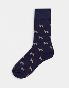 Темно-синие жаккардовые носки с собачками Paul Smith-Темно-синий