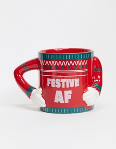 Новогодняя кружка Typo с надписью "FESTIVE AF"-Мульти