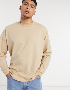Oversized-лонгслив бежевого цвета ASOS DESIGN-Бежевый