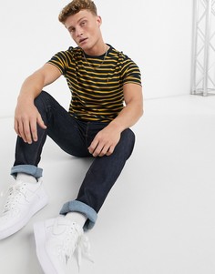 Узкая футболка в темно-синюю с желтым полоску Farah Coventry-Темно-синий