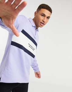 Сиреневый oversized-свитшот в стиле регби с цветными блоками и вышитым текстом ASOS DESIGN-Фиолетовый