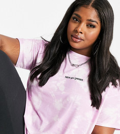 Oversized-футболка с принтом тай-дай New Girl Order Curve-Розовый