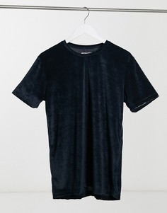 Темно-синяя велюровая футболка Jack & Jones Premium-Темно-синий