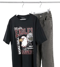 Oversized-футболка с винтажным принтом орла в университетском стиле ASOS DESIGN Tall-Серый