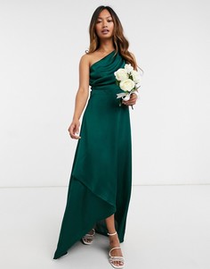 Зеленое платье макси на одно плечо TFNC Bridesmaid-Зеленый
