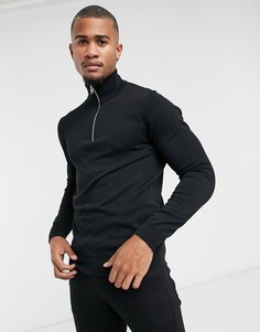Черный джемпер с короткой молнией Jack & Jones Premium