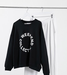 Черный oversized-свитшот с логотипом ASOS DESIGN Weekend Collective Curve