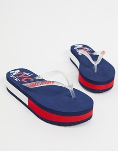 Темно-синие шлепанцы на платформе Tommy Hilfiger-Темно-синий