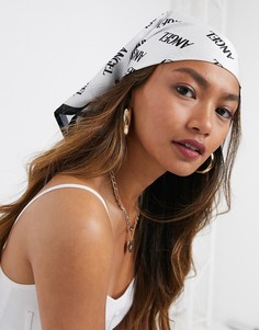 Платок из полисатина с принтом "Angel" и каймой ASOS DESIGN-Мульти