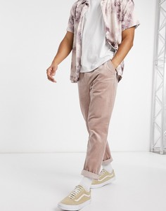 Розовые выбеленные вельветовые брюки узкого кроя ASOS DESIGN-Розовый