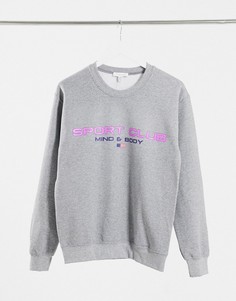 Серый меланжевый свитшот Topshop с надписью "Sports Club