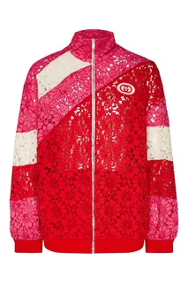 Красно-розовая кружевная куртка Gucci
