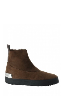 Утепленные ботинки из коричневой замши Giuseppe Zanotti Design