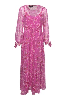 Розовое шелковое платье с принтом Marina Rinaldi