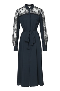 Темно-синее миди-платье с кружевом Marina Rinaldi