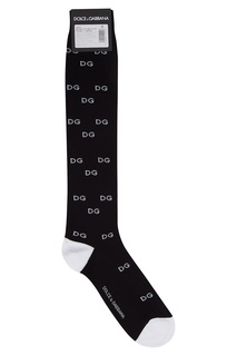 Высокие черные носки с узором Dolce & Gabbana