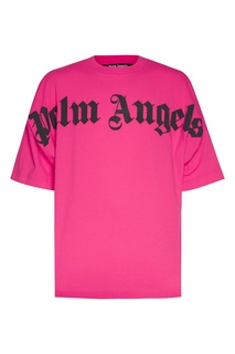 Футболка цвета фуксии с черным логотипом Palm Angels