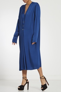 Синее платье с V-вырезом Lanvin