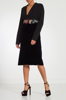 Черное платье с отделкой на талии Lanvin