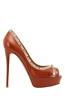 Коричневые туфли с шипами Valentino