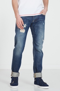 Синие джинсы с прорезями Philipp Plein