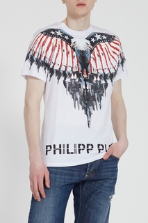 Белая футболка с орлами Philipp Plein