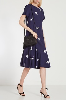 Синее шерстяное платье Carolina Herrera