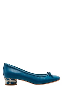 Синие туфли на низком каблуке Christian Dior