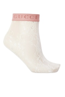 Белые кружевные носки с логотипом Gucci