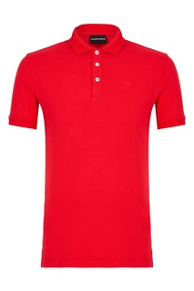 Однотонное красное поло Emporio Armani