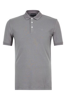 Однотонное серое поло Emporio Armani