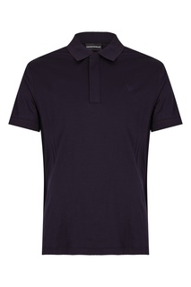 Однотонное темно-синее поло Emporio Armani