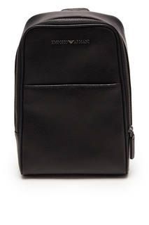 Черный кожаный рюкзак с одной лямкой Emporio Armani