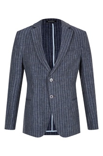 Полосатый льняной пиджак Emporio Armani