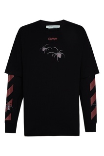Черный лонгслив с принтом Off White