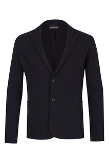 Темно-синий пиджак из фактурной ткани Emporio Armani