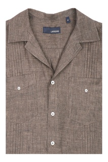 Коричневая льняная рубашка Lardini