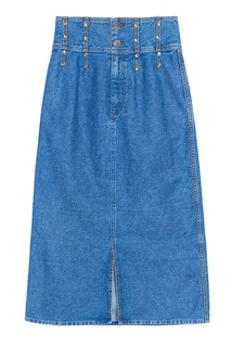 Синяя джинсовая юбка миди Sandro