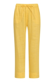 Льняные брюки желтого цвета Marina Rinaldi