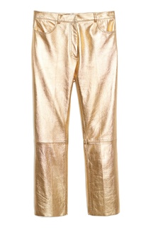 Золотистые кожаные брюки Sandro