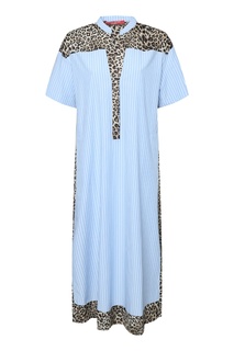 Голубое платье с леопардовой отделкой Marina Rinaldi