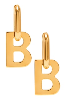 Золотистые серьги с монограммой B Balenciaga
