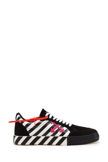 Черные кеды с белыми принтами Off White