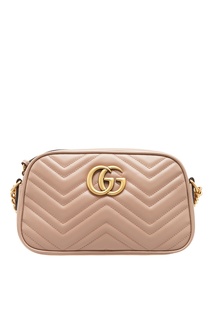 Бежевая сумка из кожи GG Marmont Gucci