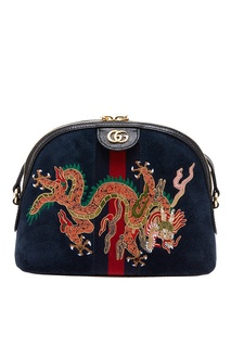 Замшевая сумка с драконом Ophidia Gucci