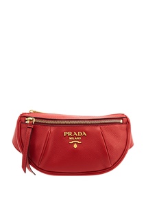 Красная сумка на пояс Prada