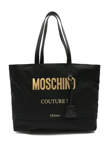 Сумка-шоппер с золотистым логотипом Moschino