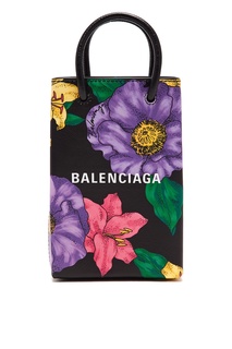 Кожаная мини-сумка с цветочным принтом Balenciaga